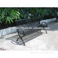 Glossy black outdoor steel park bench seat with back